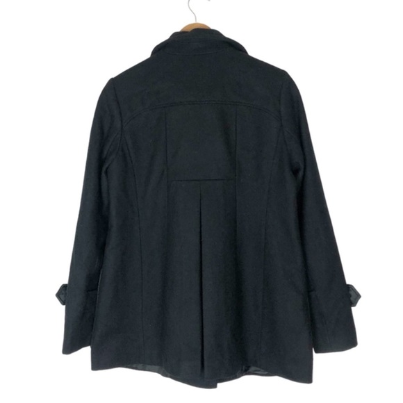 Express Women’s Black Rectangular Wool Blend Winter Cold Weather Preppy Pea Coat - Picture 11 of 16